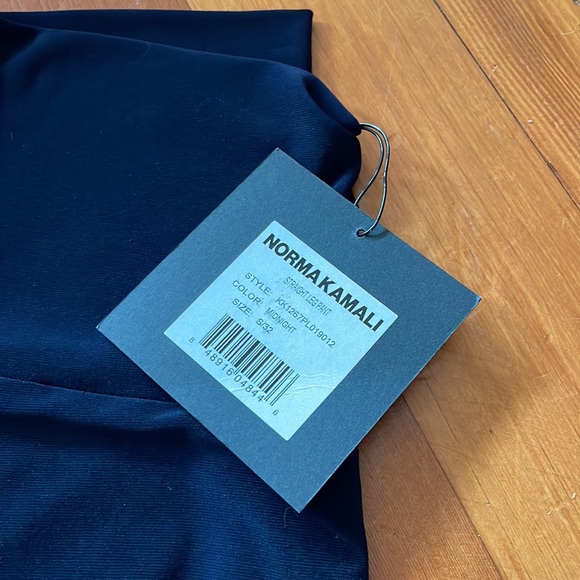 Norma Kamali High-Waist Straight Leg Pant in Midnight Blue - Picture 11 of 12